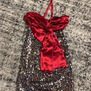 Sparkling Red Bow Kids Dress